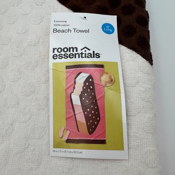 Room Essentials Ice Cream Beach Towel 36x72 100% Cotton Summer Pool Towel NEW - Picture 5 of 10